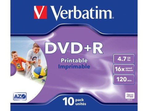 DVD+R Verbatim 4.7GB X16 printable (10 Jewel Case) Verbatim