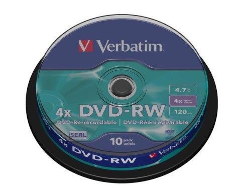 DVD-RW Verbatim 4x 4.7GB (Cake 10) MATT SILVER Verbatim DVD-RW Verbatim 4x 4.7GB (Cake 10) MATT SILVER Verbatim