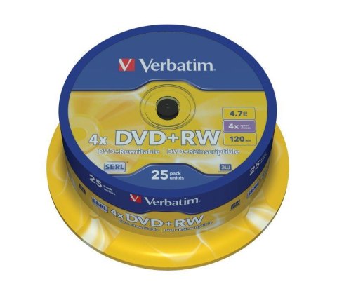 DVD+RW Verbatim 4x 4.7GB (Cake 25) MATT SILVER Verbatim