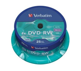 DVD-RW Verbatim 4x 4.7GB (Cake 25) MATT SILVER Verbatim