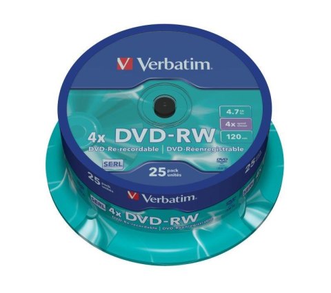 DVD-RW Verbatim 4x 4.7GB (Cake 25) MATT SILVER Verbatim