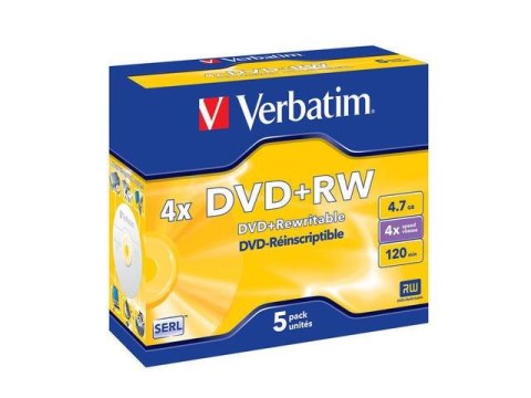 DVD+RW Verbatim 4.7GB X4 Matt Silver (5 Jewel Case) Verbatim