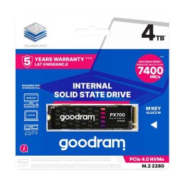 Dysk SSD GOODRAM PX700 4TB PCIe NVMe M.2 2280 (7400/6500) RETAIL Goodram
