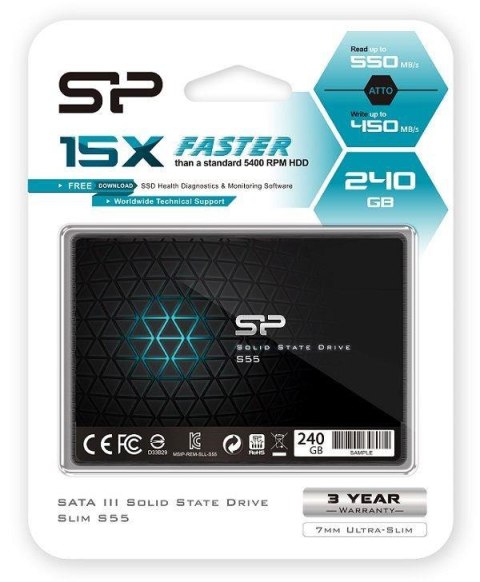 Dysk SSD Silicon Power S55 240GB 2.5" SATA3 (550/450) 7mm SILICON POWER Dysk SSD Silicon Power S55 240GB 2.5" SATA3 (550/450) 7mm SILICON POWER