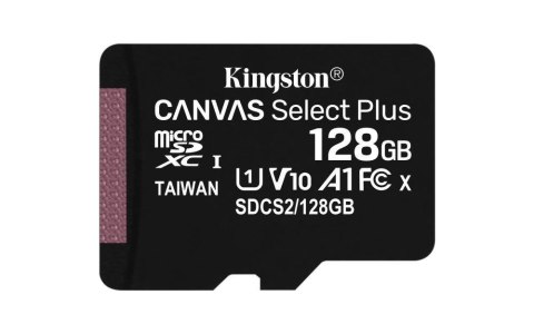 Karta pamięci Kingston microSD Canvas Select Plus 128GB UHS-I Class 10 + adapter Kingston Karta pamięci Kingston microSD Canvas Select Plus 128GB UHS-I Class 10 + adapter Kingston