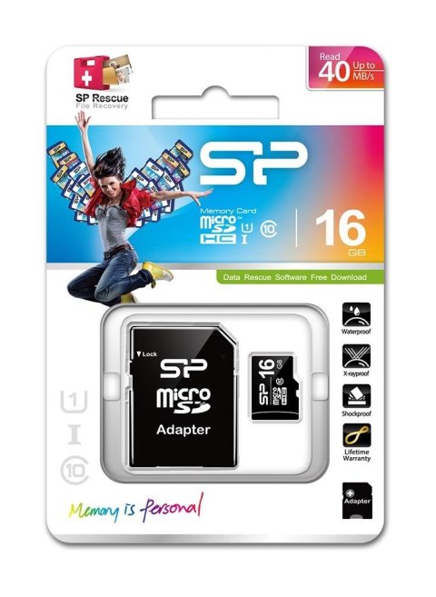 Karta pamięci MicroSDHC Silicon Power 16GB Class 10 + adapter SILICON POWER