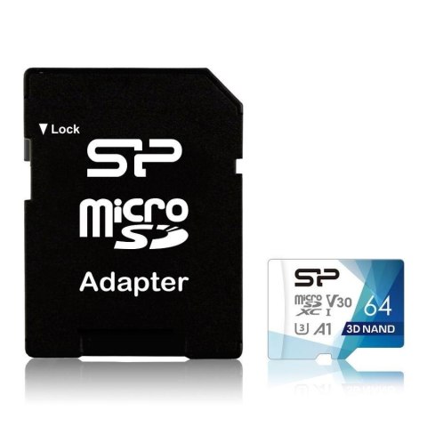 Karta pamięci Silicon Power microSDXC Superior Pro 64GB V30 UHS-1 U3 A1 + ADAPTER microSD-SD SILICON POWER Karta pamięci Silicon Power microSDXC Superior Pro 64GB V30 UHS-1 U3 A1 + ADAPTER microSD-SD SILICON POWER