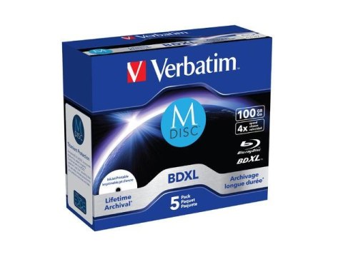 M-DISC BD-R Verbatim 100GB X4 Printable (5 Jewel Case) Verbatim