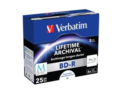 M-DISC BD-R Verbatim 25GB X4 Printable (5 Jewel Case) Verbatim M-DISC BD-R Verbatim 25GB X4 Printable (5 Jewel Case) Verbatim