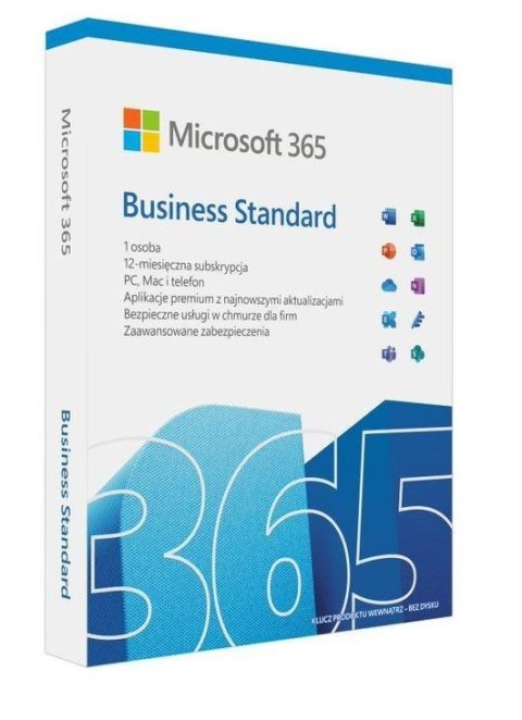 Oprogramowanie Microsoft M365 Bus Standard Retail Polish Subscription P8 EuroZone 1 License Medialess 1 Year Microsoft