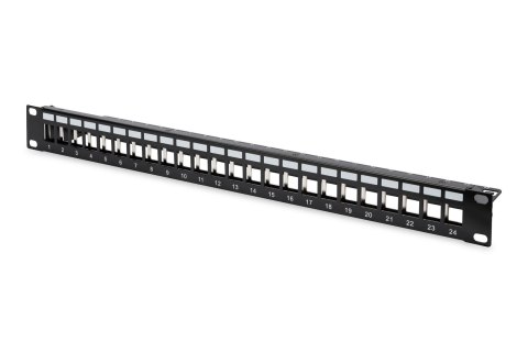 Patch panel pusty DIGITUS 19" 24 port 1U do modułów keystone (RAL 9005) Digitus