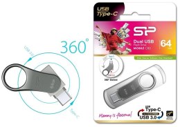 Pendrive Silicon Power C80 32GB USB 3.0 / USB-C + Type C Metal SILICON POWER