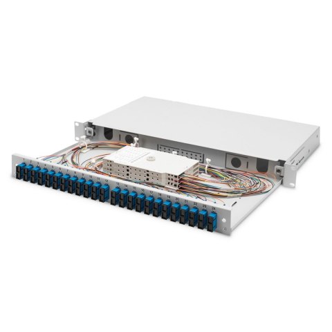 Przełącznica światłowodowa/Panel krosowy DIGITUS z wyposażeniem 19'' 1U, 24x SC dx, OS2, pigtaile, adaptery, tacki, wysuwany, sz Digitus