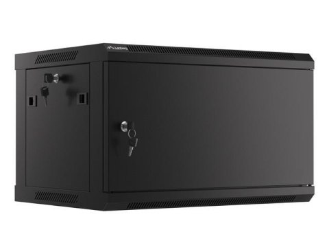 Szafa instalacyjna Rack wisząca 19" 6U 600x450 czarna drzwi metalowe Lanberg (flat pack) LANBERG