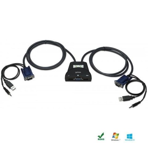 Przełącznik KVM Manhattan 2-portowy USB, Audio Manhattan Przełącznik KVM Manhattan 2-portowy USB, Audio Manhattan