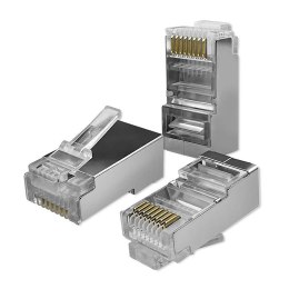 Wtyk QOLTEC przelotowy złącze RJ45 | CAT6 | FTP | Pass Through | Pozłacane styki | 10 sztuk Qoltec