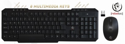 Zestaw bezprzewodowy klawiatura + mysz Rebeltec VORTEX czarny Rebeltec