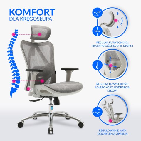 Fotel ergonomiczny ANGEL biurowy obrotowy kalistO szary ANGEL Fotel ergonomiczny ANGEL biurowy obrotowy kalistO szary ANGEL
