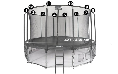 Siatka wewnętrzna do trampoliny z ringiem 14FT 435 cm na 12 słupków JUMPI Jumpi Siatka wewnętrzna do trampoliny z ringiem 14FT 435 cm na 12 słupków JUMPI Jumpi