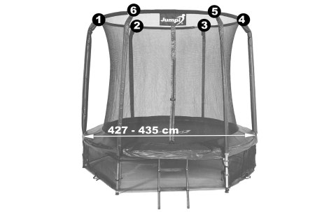 Siatka wewnętrzna do trampoliny z ringiem 14FT 435 cm na 6 słupków JUMPI Jumpi Siatka wewnętrzna do trampoliny z ringiem 14FT 435 cm na 6 słupków JUMPI Jumpi
