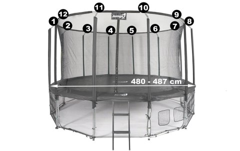 Siatka wewnętrzna do trampoliny z ringiem 16FT 487 cm na 12 słupków JUMPI Jumpi Siatka wewnętrzna do trampoliny z ringiem 16FT 487 cm na 12 słupków JUMPI Jumpi