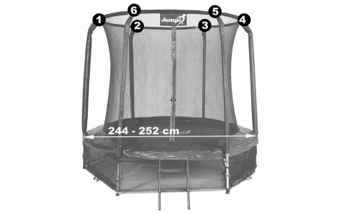 Siatka wewnętrzna do trampoliny z ringiem 8FT 244 cm na 6 słupków JUMPI Jumpi Siatka wewnętrzna do trampoliny z ringiem 8FT 244 cm na 6 słupków JUMPI Jumpi