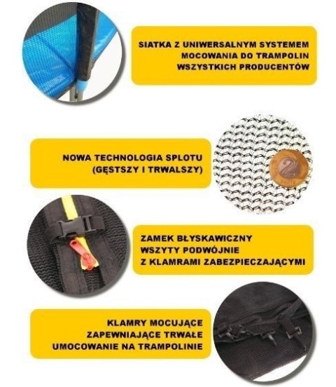 Siatka zewnętrzna do trampoliny 10ft/312cm 180cm na 8 słupków N/N Siatka zewnętrzna do trampoliny 10ft/312cm 180cm na 8 słupków N/N