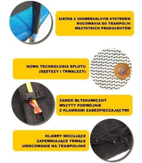 Siatka zewnętrzna do trampoliny 8ft/252cm 180cm na 6 słupków N/N Siatka zewnętrzna do trampoliny 8ft/252cm 180cm na 6 słupków N/N