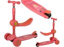 Hulajnoga Trójkołowa Balansowa Siodełko Różowa Muzyka Diody Królik LEAN Toys