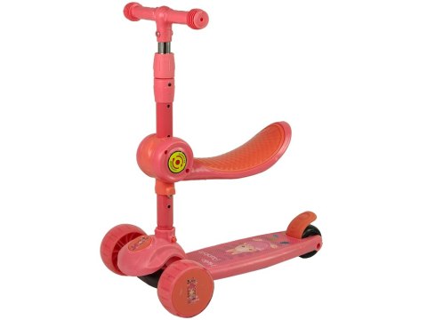 Hulajnoga Trójkołowa Balansowa Siodełko Różowa Muzyka Diody Królik LEAN Toys Hulajnoga Trójkołowa Balansowa Siodełko Różowa Muzyka Diody Królik LEAN Toys