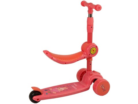 Hulajnoga Trójkołowa Balansowa Siodełko Różowa Muzyka Diody Królik LEAN Toys Hulajnoga Trójkołowa Balansowa Siodełko Różowa Muzyka Diody Królik LEAN Toys