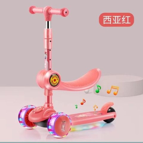 Hulajnoga Trójkołowa Balansowa Siodełko Różowa Muzyka Diody Królik LEAN Toys Hulajnoga Trójkołowa Balansowa Siodełko Różowa Muzyka Diody Królik LEAN Toys