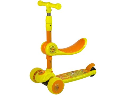 Hulajnoga Trójkołowa Balansowa Siodełko Żółte Muzyka Diody Wiewiórka LEAN Toys Hulajnoga Trójkołowa Balansowa Siodełko Żółte Muzyka Diody Wiewiórka LEAN Toys