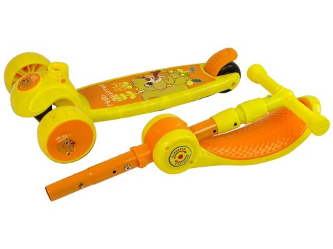 Hulajnoga Trójkołowa Balansowa Siodełko Żółte Muzyka Diody Wiewiórka LEAN Toys Hulajnoga Trójkołowa Balansowa Siodełko Żółte Muzyka Diody Wiewiórka LEAN Toys
