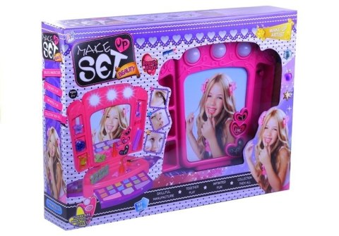 Toaletka Zestaw Kosmetyki Lusterko Światełka Róż LEAN Toys Toaletka Zestaw Kosmetyki Lusterko Światełka Róż LEAN Toys