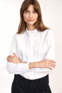 Biała koszula z wiązaniem pod szyją K62 White - Nife Nife