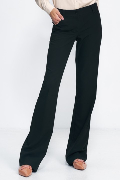 Czarne spodnie typu bootcut SD80 Black - Nife Nife