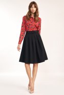 Spódnica midi z paskiem w kolorze czarnym SP63 Black - Nife Nife