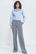 Spodnie wide leg w granatową jodełkę SD82 Navy - Nife Nife