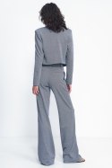 Spodnie wide leg w granatową jodełkę SD82 Navy - Nife Nife