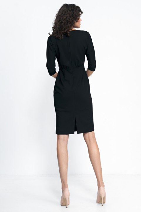 Sukienka Czarna sukienka z wstawką z tiulu S228 Black - Nife Nife Sukienka Czarna sukienka z wstawką z tiulu S228 Black - Nife Nife