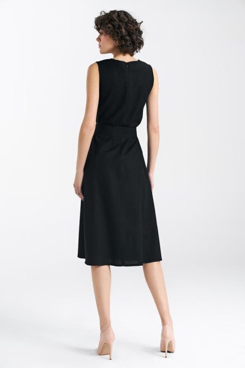 Sukienka lniana bez rękawów S237 Black - Nife Nife Sukienka lniana bez rękawów S237 Black - Nife Nife