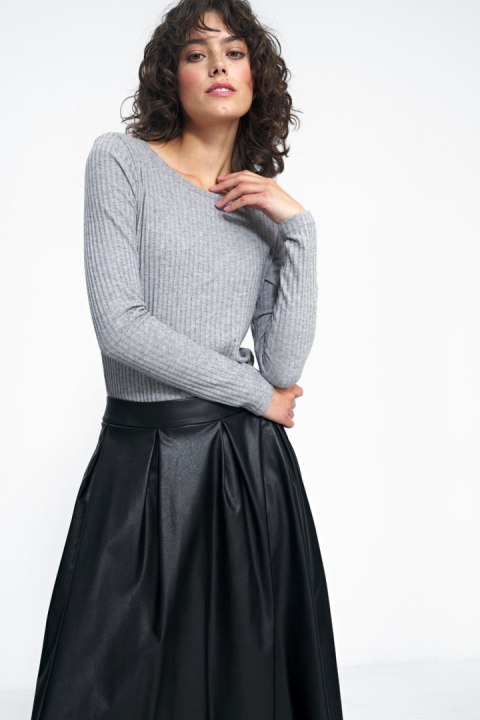 Szara bluzka z długim rękawem B157 Grey - Nife Nife Szara bluzka z długim rękawem B157 Grey - Nife Nife