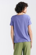 Bluzka basic z krótkim rękawem B160 Violet - Nife Nife