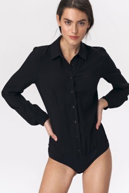 Bluzka koszulowa body B110 Black - Nife Nife
