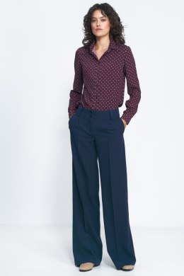 Granatowe spodnie typu wide leg SD81 Navy - Nife Nife