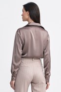 Satynowa koszula body K80 Mocca - Nife Nife