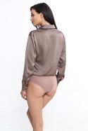 Satynowa koszula body K80 Mocca - Nife Nife