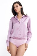 Satynowa koszula body K80 Pink - Nife Nife