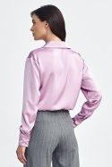 Satynowa koszula body K80 Pink - Nife Nife